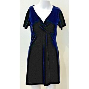 Vintage Y2K 90s La Belle Velvet Fairy Grunge Babydoll Dress Womens Sz M Blue USA